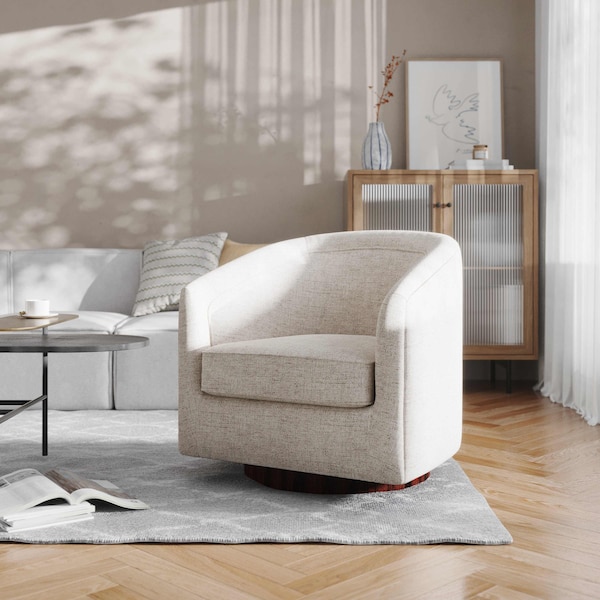 Flash Furniture Dean Club Style Commercial Barrel Accent Armchair Metal Base, Cream Fabric Upholstery BS-AC22-064-CRM-GG - main